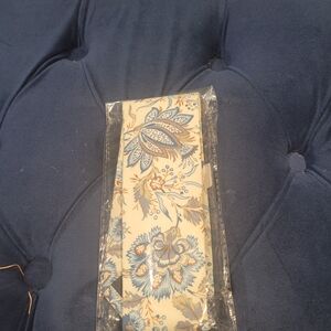 Floral Patterned Tie - Blue and Cream